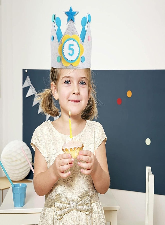 Incrizma Reusable Birthday Party Hat Crown for Kids, Felt HappyBirthday Hat with Adjustable Velcro, Girls Boys Baby Photo Props, Birthday Party Tiara for Children Aged 1-9 (Multi color - Blue) - Image 5
